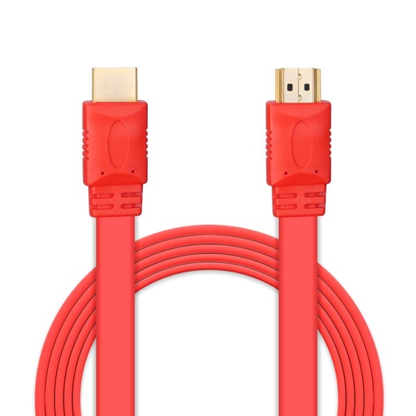 Шнур E-Cable HDMI - HDMI, 1.5м, v1.4, 3D, Hi-Speed, flat-series, red (EC555116)