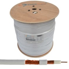 Кабель коаксиальный RG-6/48CU (1,02CU+CCA-foil+48x0,12CU), одножильный, диам-6.8мм, белый, на катушке, 305м