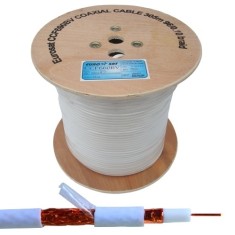 Кабель коаксиальный RG-6 (1,02CU+4,7PE+CU-foil+96/0,12CU+PE), одножильный, диам-7.0мм, белый, на катушке, 305м