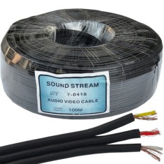 Кабель низькочастотний 3 жили в екрані (діам.2,8x8,4мм), CU, 100м, чорний, плоский, на котушці Кабель низькочастотний 3 жили в екрані (діам.2,8x8,4мм), CU, 100м, чорний, плоский, на котушці