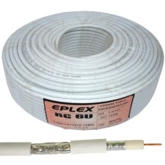 Кабель коаксиальный RG-6 (1,0CCS+4,6PE+32/0,12AL-MG), одножильный, диам-6.5мм, белый, 100м
