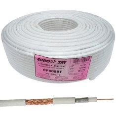 Кабель коаксиальный RG-6 (1,02CCS+4,8PE+48/0,12CCA), одножильный, диам-6.8мм, белый, 100м