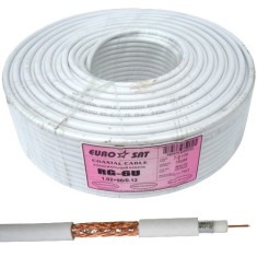 Кабель коаксиальный RG-6 (1,02CU+4,8PE+48/0,12CCA), одножильный, диам-6.8мм, белый, 100м