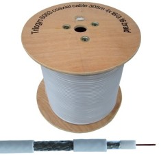 Кабель коаксиальный RG-6 (64%) TY6003 Trilogy, одножильный, диам-7.1мм, белый, на катушке, 305м