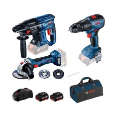 Набор инструментов BOSCH Professional перфоратор GBH 180-LI, шуруповерт GSR 18V-50, болгарка GWS 180-LI, 2 акб GBA 18V 5.0Ah, з/п GAL 1880 CV Набор инструментов BOSCH Professional перфоратор GBH 180-LI, шуруповерт GSR 18V-50, болгарка GWS 180-LI, 2 акб GBA 18V 5.0Ah, з/п GAL 1880 CV
