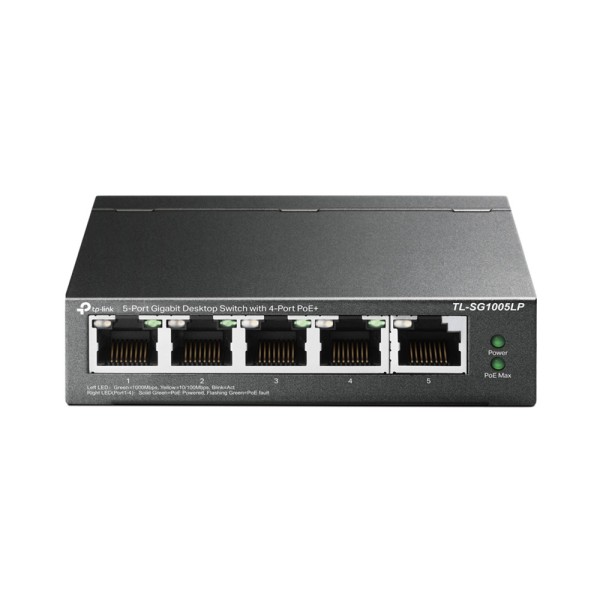 Комутатор TP-LINK TL-SG1005LP 5xGE/4xPoE+ 40W некерований 250м