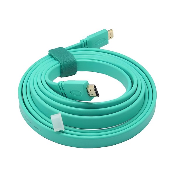 Шнур E-Cable HDMI - HDMI, 3м, v1.4, 3D, Hi-Speed, flat-series, green (EC555120)