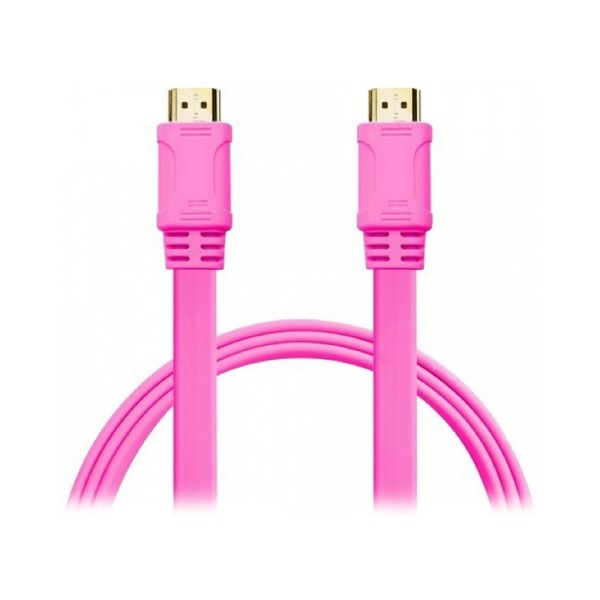 Шнур E-Cable HDMI - HDMI, 1.5м, v1.4, 3D, Hi-Speed, flat-series, pink (EC555115)