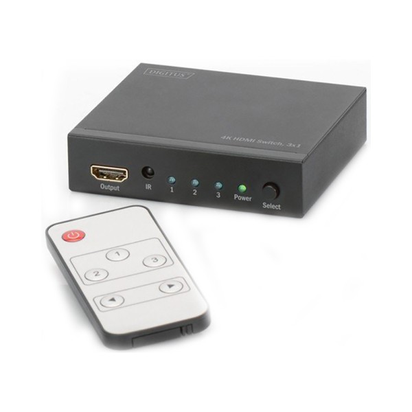 Видеокоммутатор DIGITUS DS-48304 HDMI INx3 - OUTx1 4K