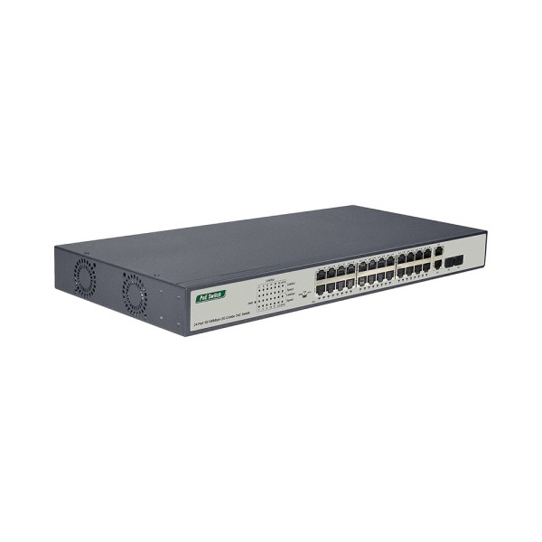 Коммутатор DIGITUS DN-95343 Fast Ethernet 19' 24-port PoE + 2 Combo 2 Uplinks Unmanaged