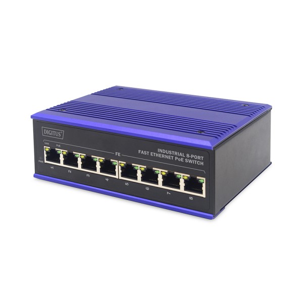 Комутатор DIGITUS DN-650108 Industrial 8 Port Fast Ethernet PoE Switch Unmanaged