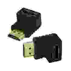 Переходник Comp штекер HDMI - гнездо HDMI, угловой, gold (CP55551)