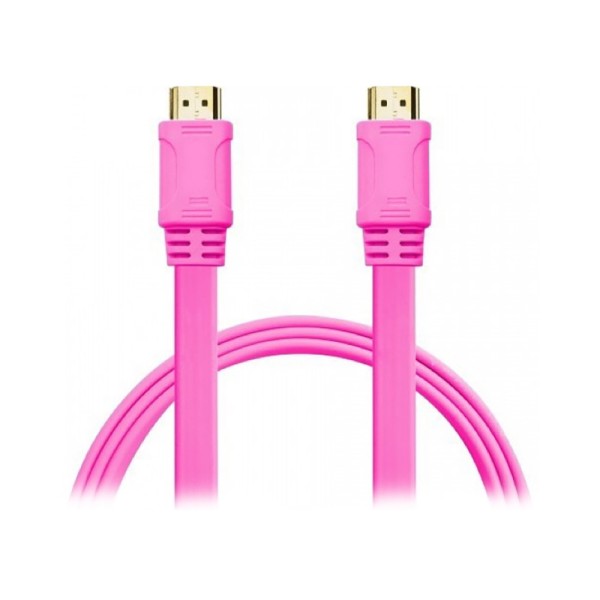 Шнур E-Cable HDMI - HDMI, 0.5м, v1.4, 3D, Hi-Speed, flat-series, pink (EC55516)