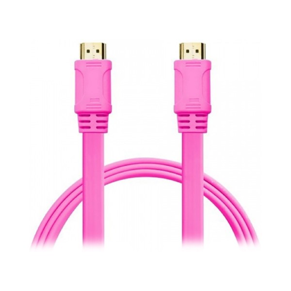 Шнур E-Cable HDMI - HDMI, 3м, v1.4, 3D, Hi-Speed, flat-series, pink (EC555127)