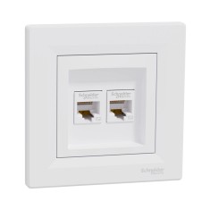 Розетка Schneider Electric Asfora EPH4400121 RJ45 5e комп'ютерна подвійна біла Розетка Schneider Electric Asfora EPH4400121 RJ45 5e комп'ютерна подвійна біла
