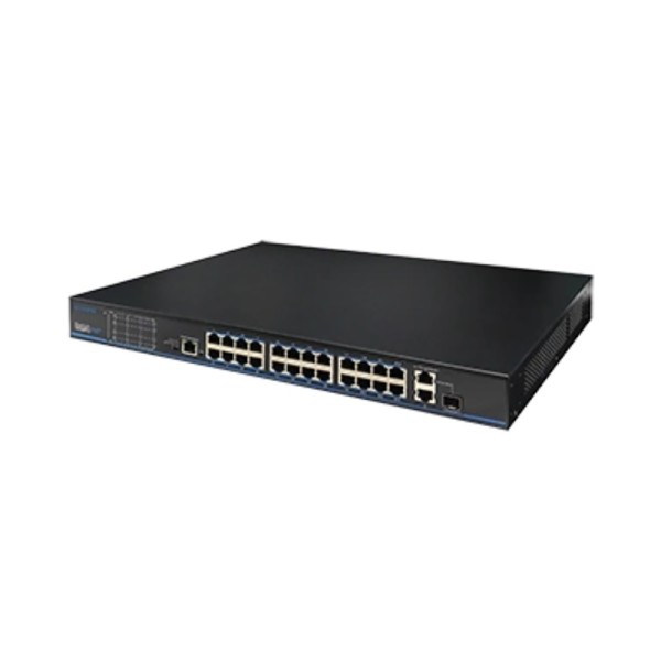 Комутатор UTEPO UTP3226TS-PSB 24 порти 10/100 Мбіт/с PoE+ 2 порти Gigabit RJ-45 1 порт комбінований SFP