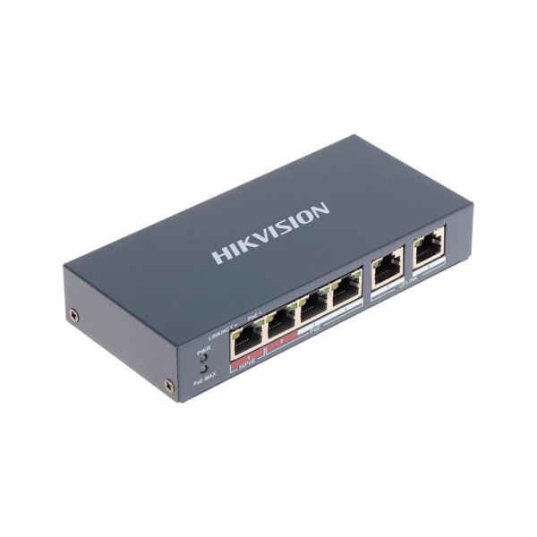 Комутатор Hikvision DS-3E0106HP-E 4-портовий некерований POE