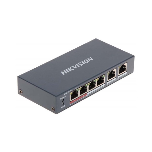 Коммутатор Hikvision DS-3E0106P-E/M 4-канальный Ethernet неуправляемый POE